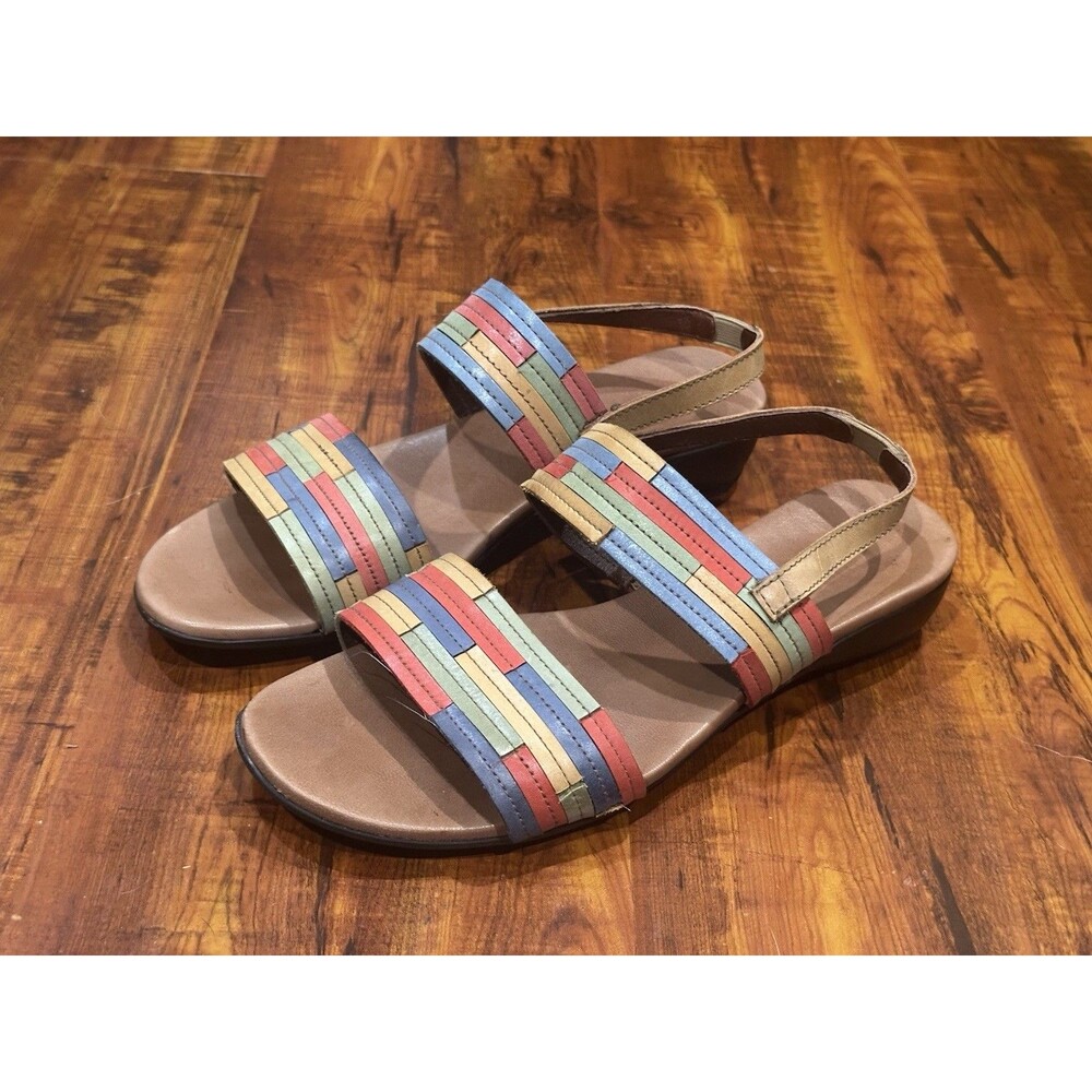 Munro Pisces Multicolor Patchwork Tan Slingback Sandals Women’s Size 7 W